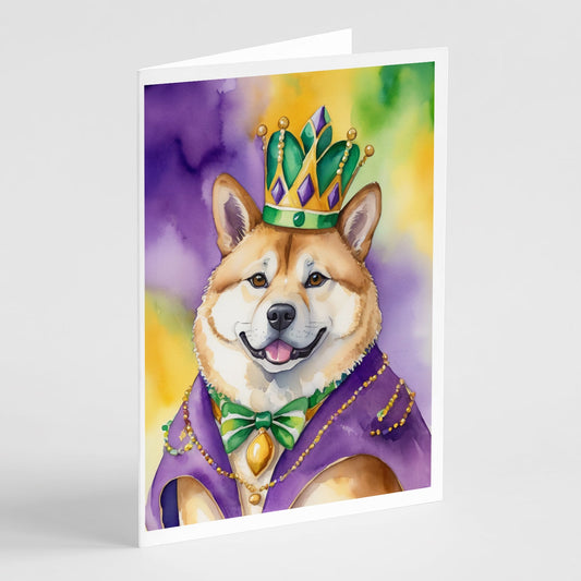 Akita King of Mardi Gras Greeting Cards Pack of 8