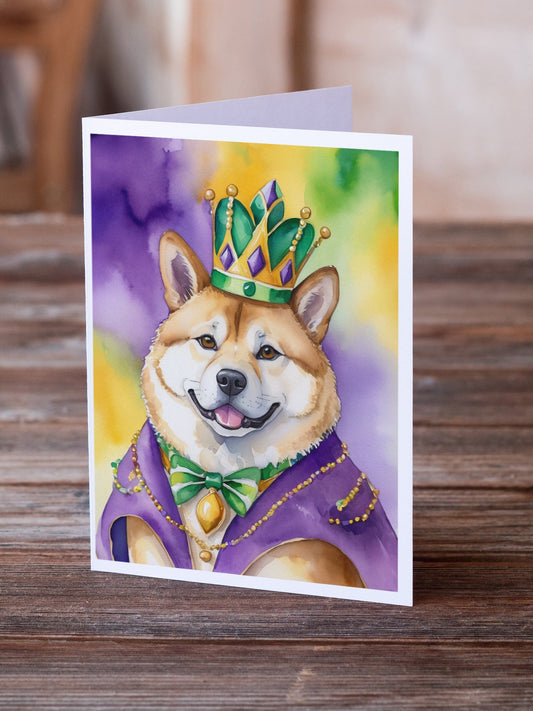 Akita King of Mardi Gras Greeting Cards Pack of 8