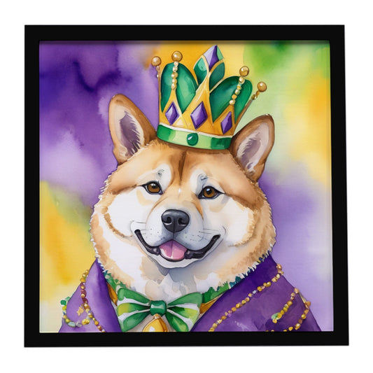 Akita King of Mardi Gras Framed Metal Print