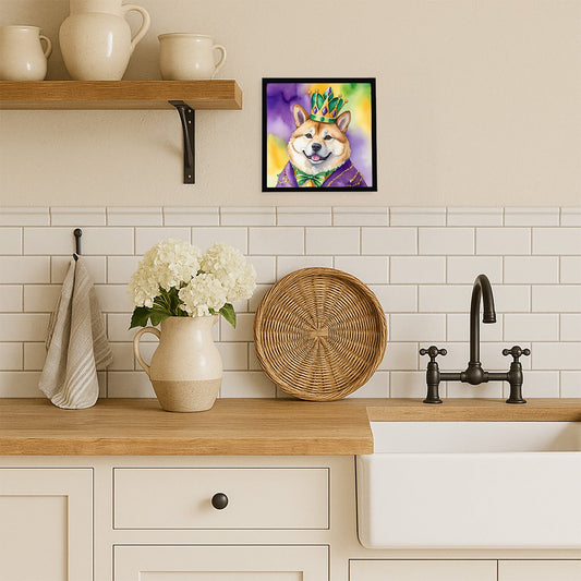 Akita King of Mardi Gras Framed Metal Print