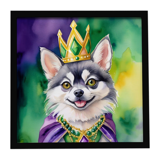 Alaskan Klee Kai King of Mardi Gras Framed Metal Print