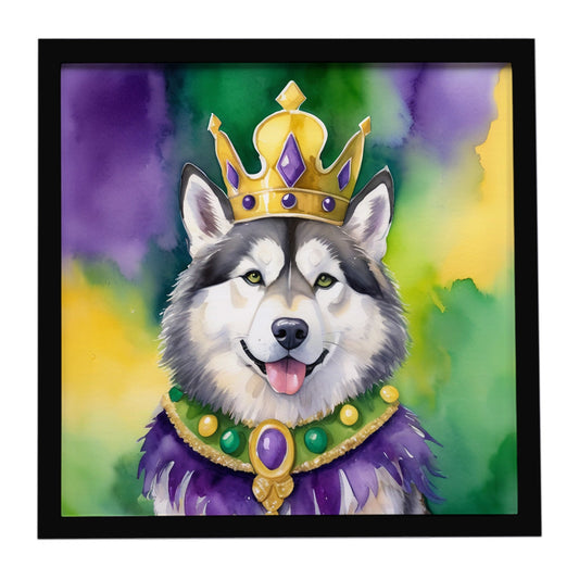 Alaskan Malamute King of Mardi Gras Framed Metal Print