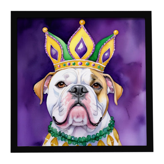 American Bulldog King of Mardi Gras Framed Metal Print