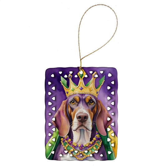 American English Coonhound King of Mardi Gras Porcelain Ornament