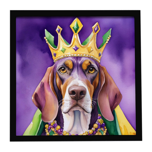 American English Coonhound King of Mardi Gras Framed Metal Print