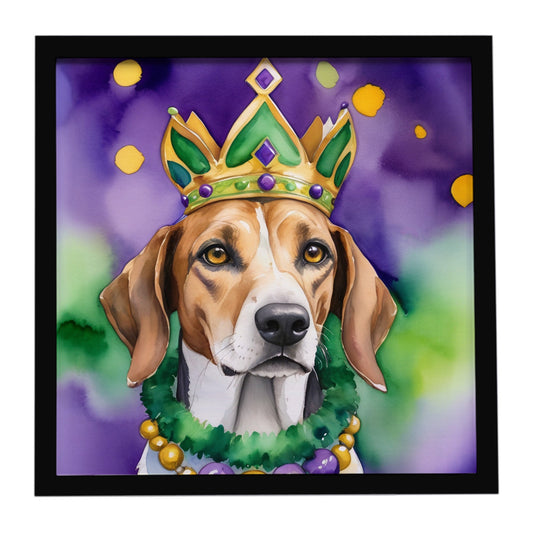 American Foxhound King of Mardi Gras Framed Metal Print