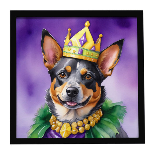 Australian Cattle Dog King of Mardi Gras Framed Metal Print