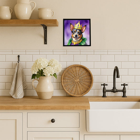 Australian Cattle Dog King of Mardi Gras Framed Metal Print