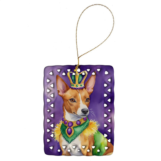 Basenji King of Mardi Gras Porcelain Ornament