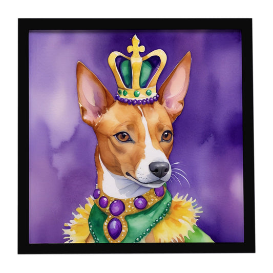 Basenji King of Mardi Gras Framed Metal Print