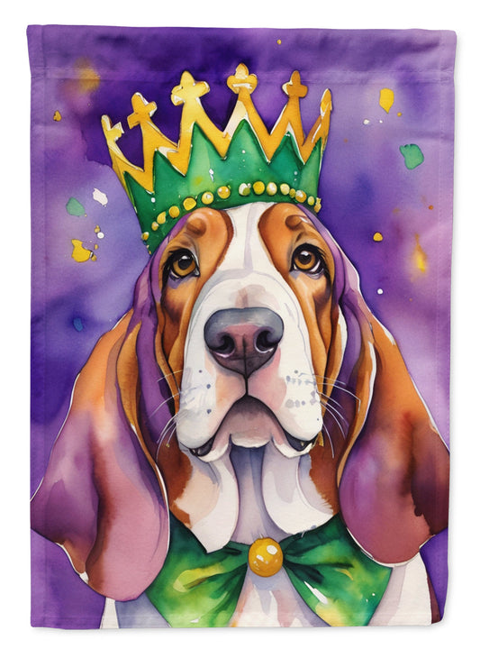Basset Hound King of Mardi Gras Garden Flag - Vibrant Dog-Themed Yard Decor by Caroline's Treasures