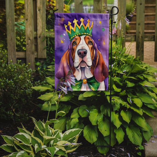 Basset Hound King of Mardi Gras Garden Flag - Vibrant Dog-Themed Yard Decor by Caroline's Treasures