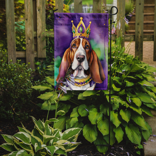 Basset Hound King of Mardi Gras Garden Flag - Vibrant Dog-Themed Yard Decor by Caroline's Treasures