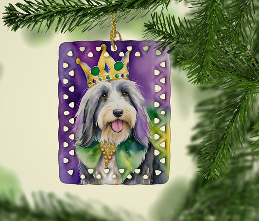 Bearded Collie King of Mardi Gras Porcelain Ornament