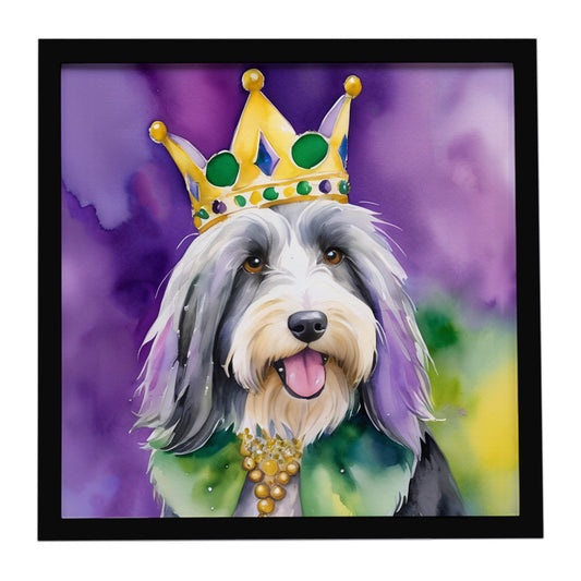 Bearded Collie King of Mardi Gras Framed Metal Print