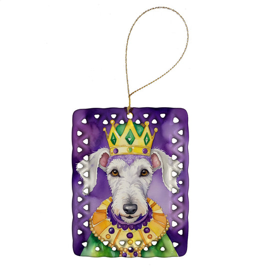 Bedlington Terrier King of Mardi Gras Porcelain Ornament