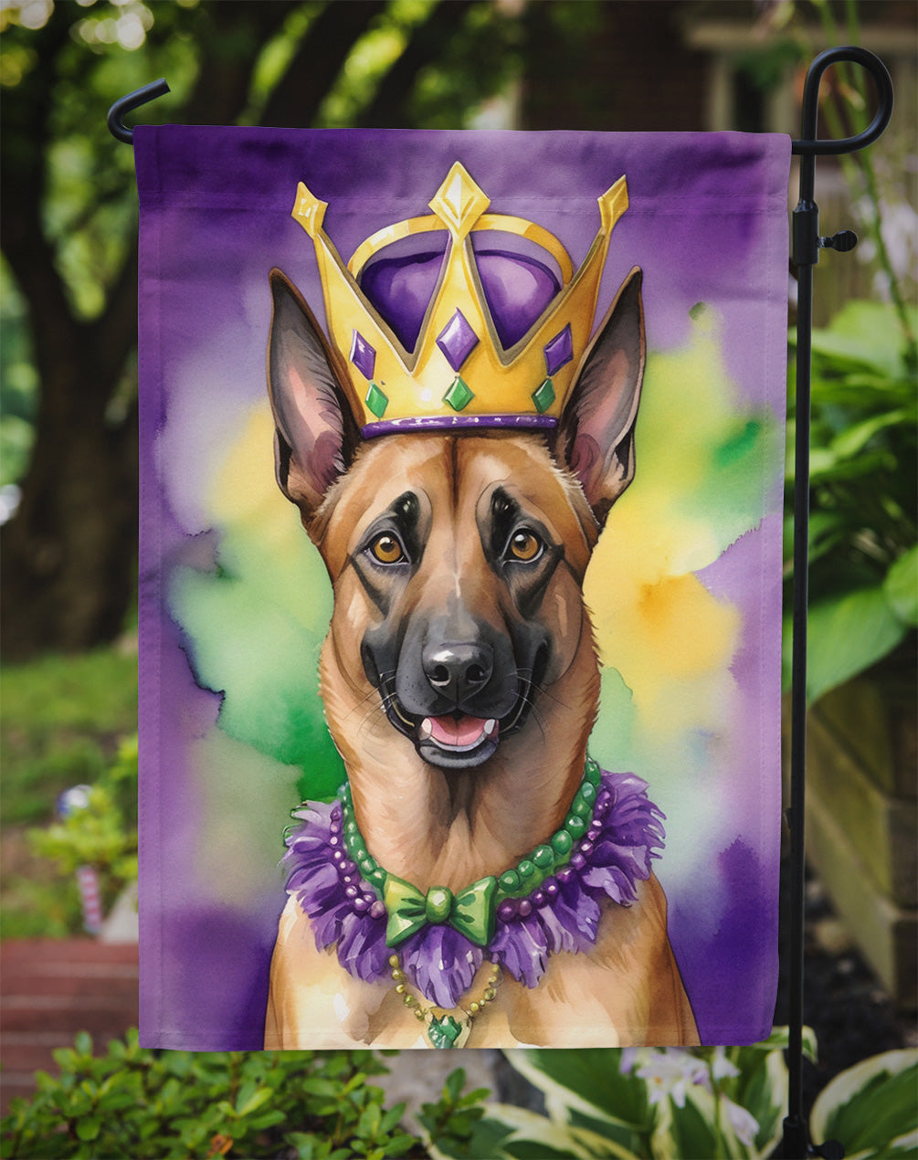 Belgian Malinois King of Mardi Gras Garden Flag - Vibrant Dog-Themed Yard Decor by Caroline's Treasures