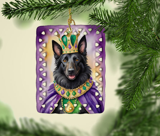 Belgian Sheepdog King of Mardi Gras Porcelain Ornament