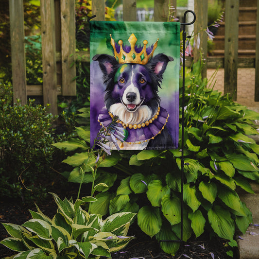 Border Collie King of Mardi Gras Garden Flag - Vibrant Dog-Themed Yard Decor by Caroline's Treasures