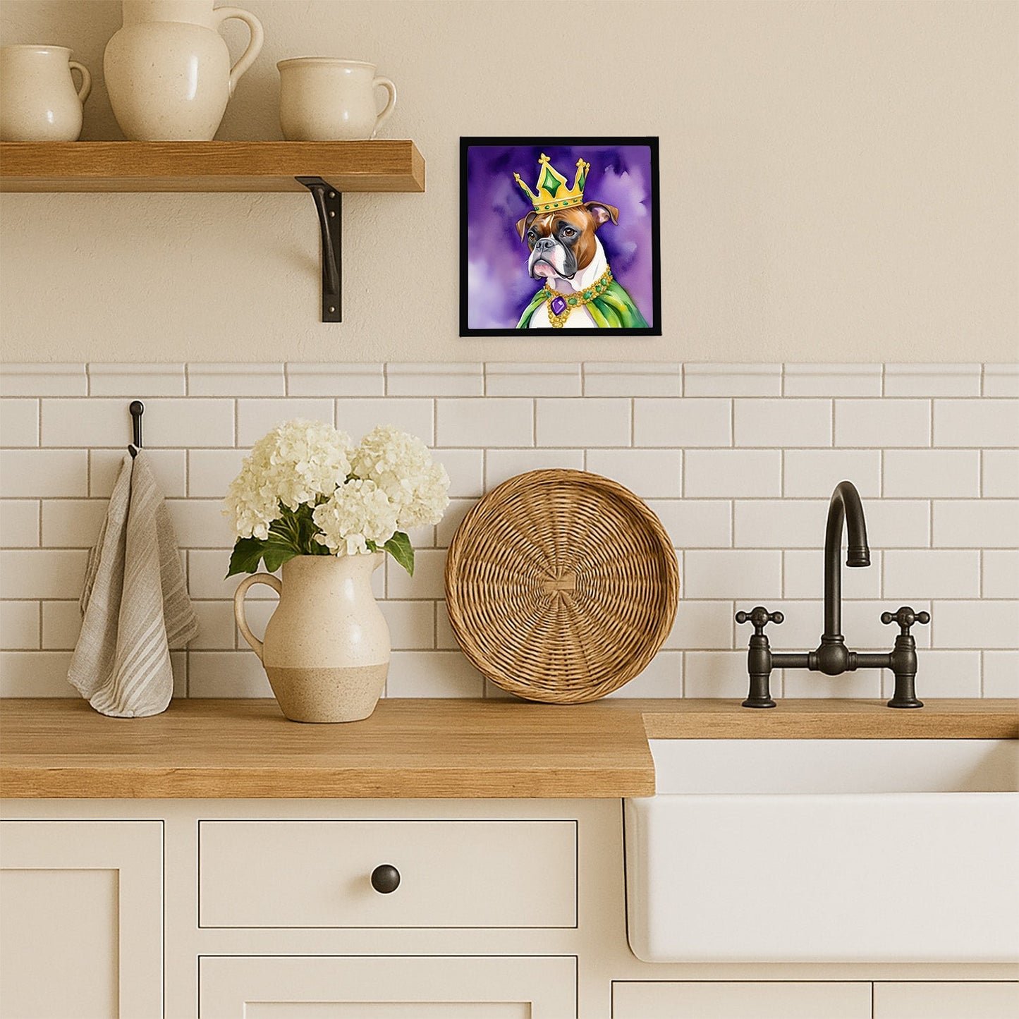 Boxer King of Mardi Gras Framed Metal Print