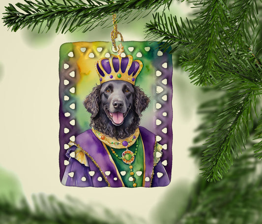 Curly-Coated Retriever King of Mardi Gras Porcelain Ornament