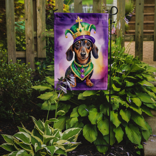 Dachshund King of Mardi Gras Garden Flag - Vibrant Dog-Themed Yard Decor by Caroline's Treasures