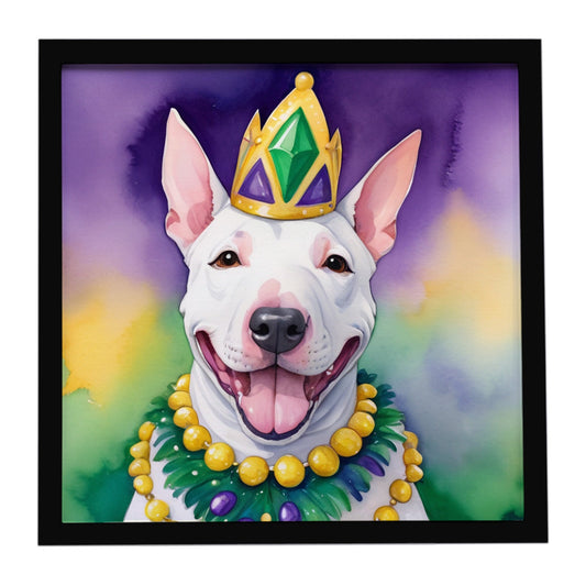English Bull Terrier King of Mardi Gras Framed Metal Print