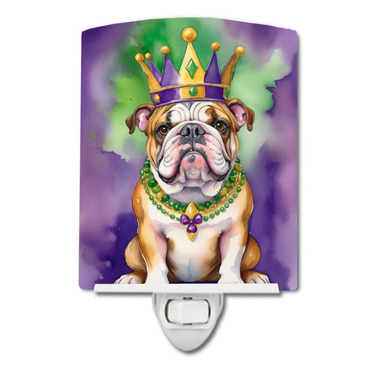 English Bulldog King of Mardi Gras Ceramic Night Light