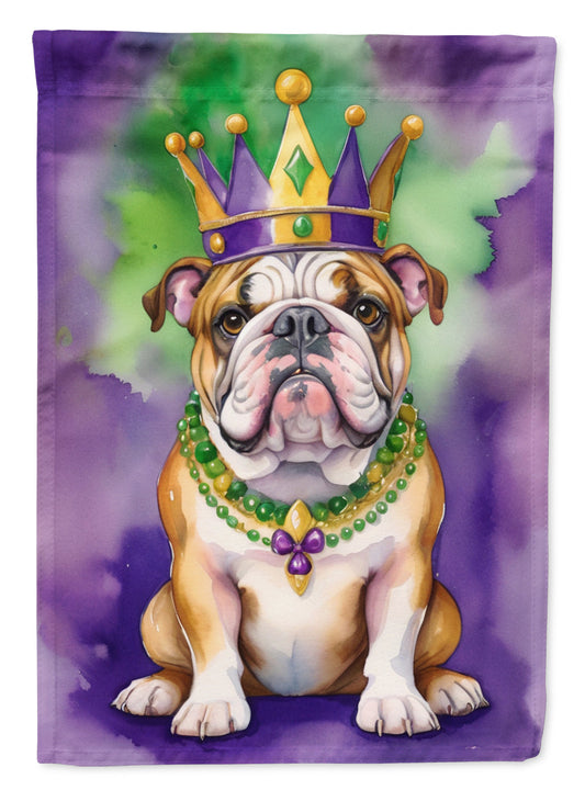 English Bulldog King of Mardi Gras Garden Flag - Vibrant Dog-Themed Yard Decor by Caroline's Treasures