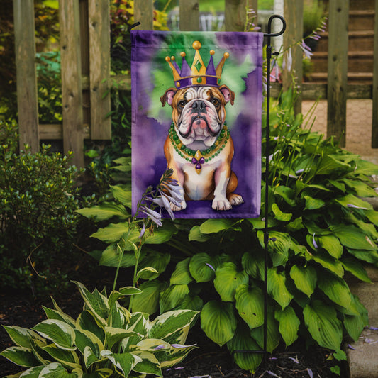 English Bulldog King of Mardi Gras Garden Flag - Vibrant Dog-Themed Yard Decor by Caroline's Treasures