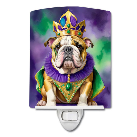 English Bulldog King of Mardi Gras Ceramic Night Light