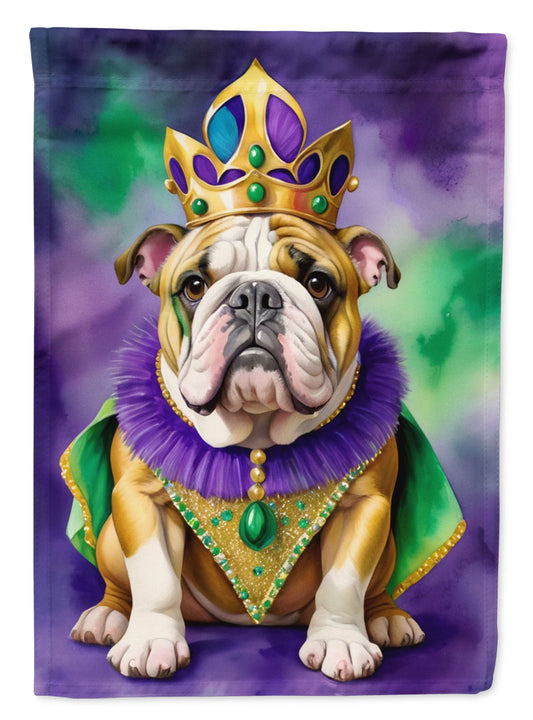English Bulldog King of Mardi Gras Garden Flag - Vibrant Dog-Themed Yard Decor by Caroline's Treasures