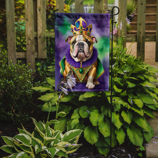 English Bulldog King of Mardi Gras Garden Flag - Vibrant Dog-Themed Yard Decor by Caroline's Treasures