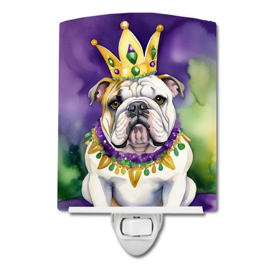English Bulldog King of Mardi Gras Ceramic Night Light