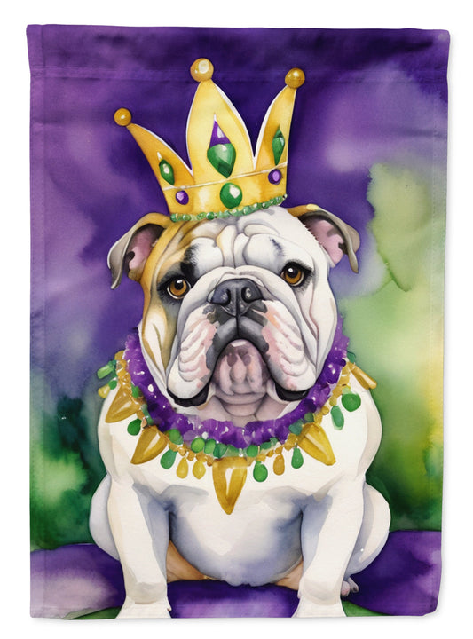 English Bulldog King of Mardi Gras Garden Flag - Vibrant Dog-Themed Yard Decor by Caroline's Treasures