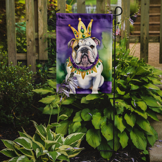 English Bulldog King of Mardi Gras Garden Flag - Vibrant Dog-Themed Yard Decor by Caroline's Treasures
