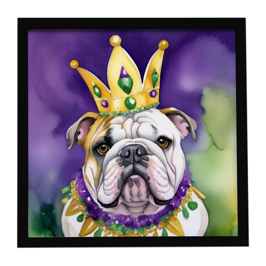 English Bulldog King of Mardi Gras Framed Metal Print