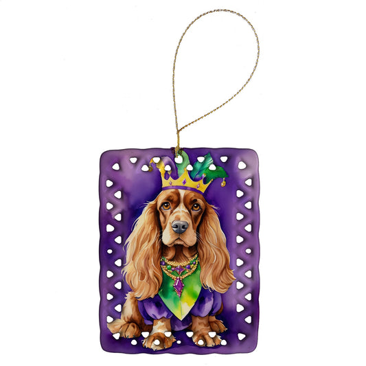 English Cocker Spaniel King of Mardi Gras Porcelain Ornament