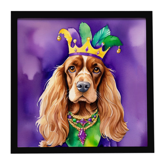English Cocker Spaniel King of Mardi Gras Framed Metal Print