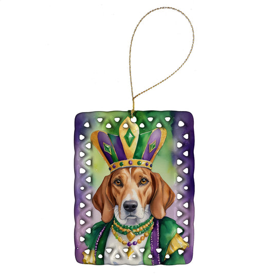 English Foxhound King of Mardi Gras Porcelain Ornament