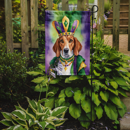 English Foxhound King of Mardi Gras Garden Flag - Vibrant Dog-Themed Yard Decor by Caroline's Treasures