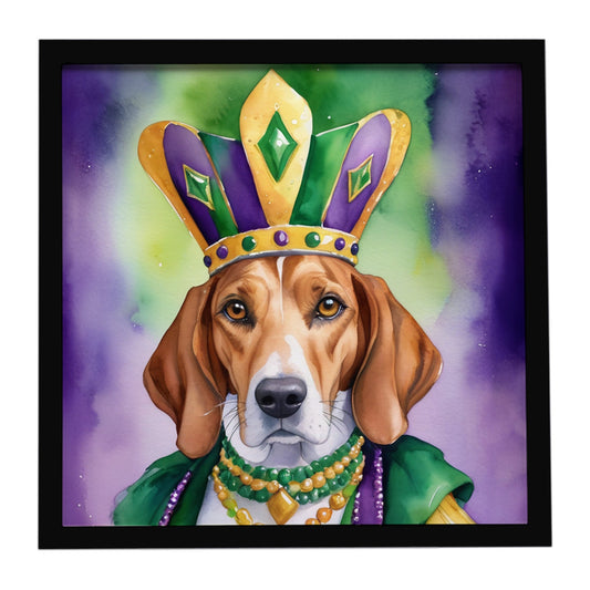 English Foxhound King of Mardi Gras Framed Metal Print