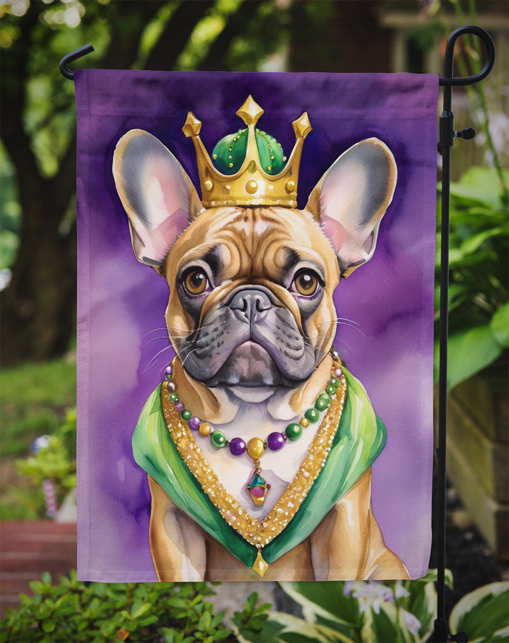 French Bulldog King of Mardi Gras Garden Flag - Vibrant Dog-Themed Yard Decor by Caroline's Treasures