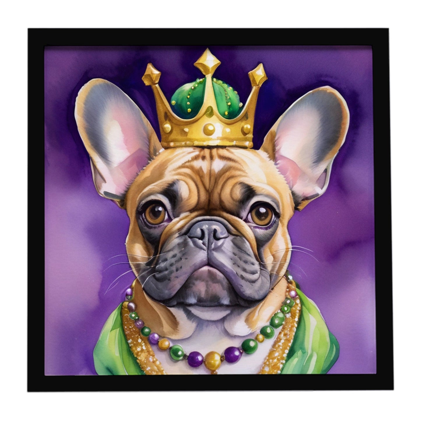 French Bulldog King of Mardi Gras Framed Metal Print