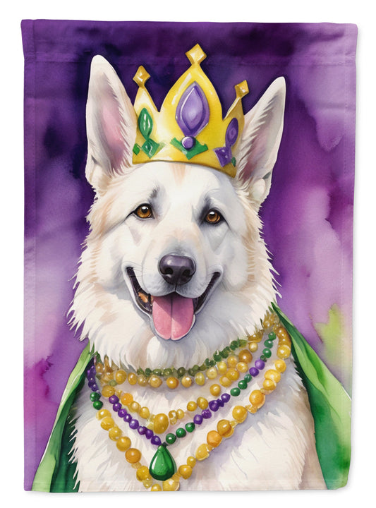 White German Shepherd King of Mardi Gras House Flag