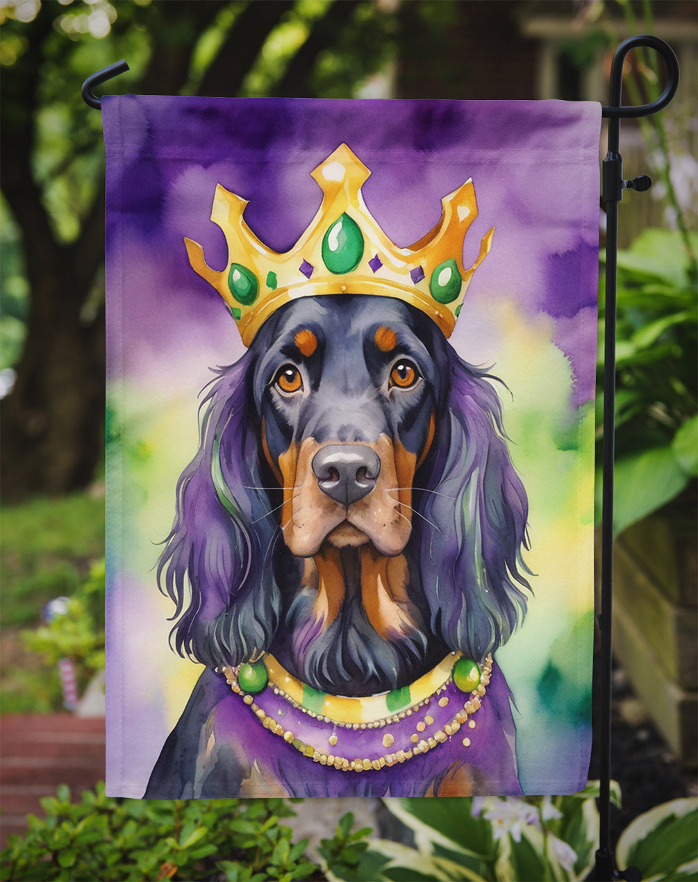 Gordon Setter King of Mardi Gras Garden Flag - Vibrant Dog-Themed Yard Decor by Caroline's Treasures