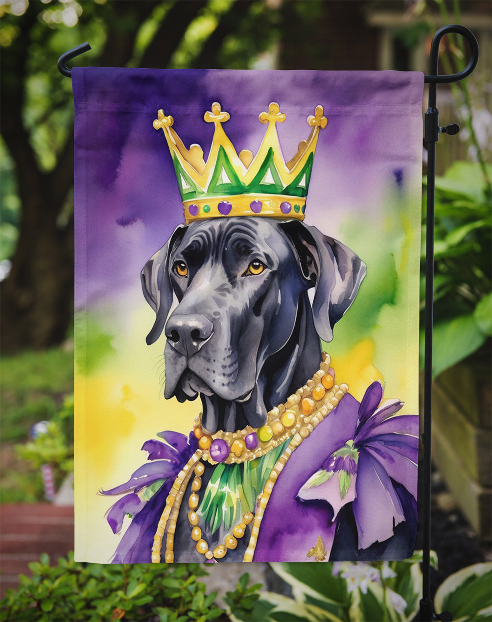 Great Dane King of Mardi Gras Garden Flag - Vibrant Dog-Themed Yard Decor by Caroline's Treasures