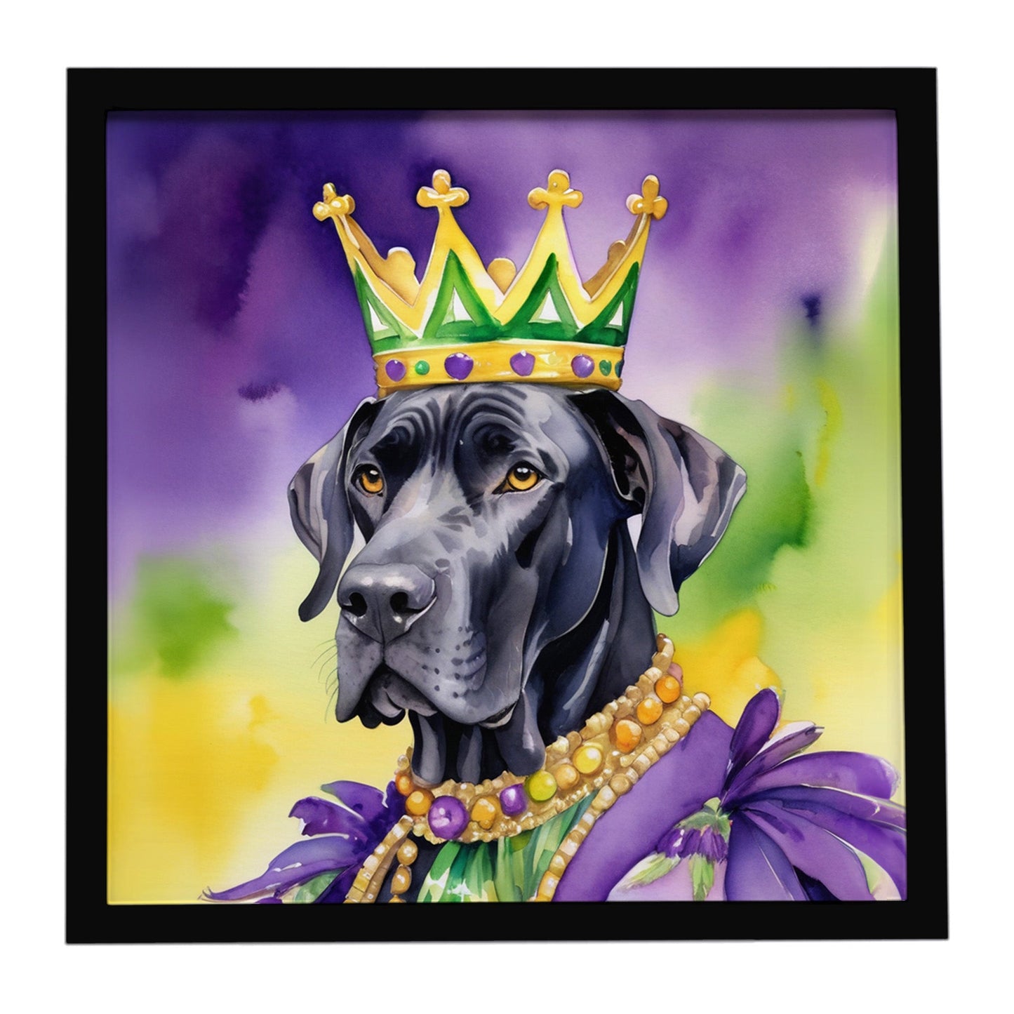 Great Dane King of Mardi Gras Framed Metal Print