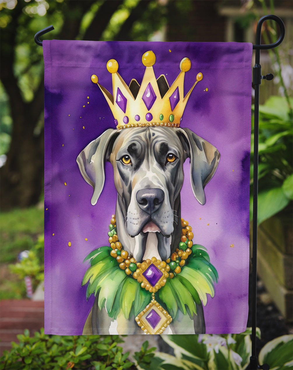Great Dane King of Mardi Gras Garden Flag - Vibrant Dog-Themed Yard Decor by Caroline's Treasures
