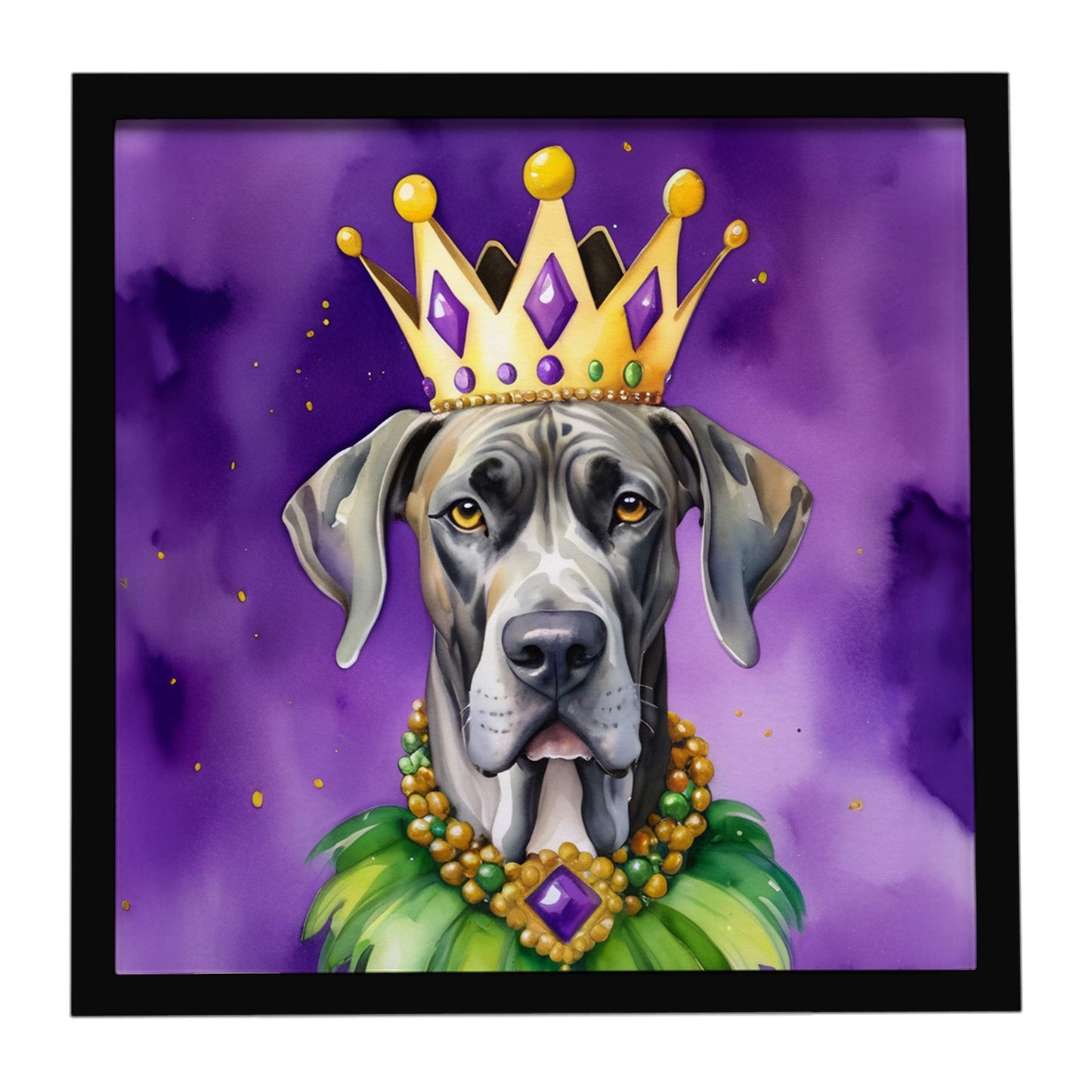 Great Dane King of Mardi Gras Framed Metal Print